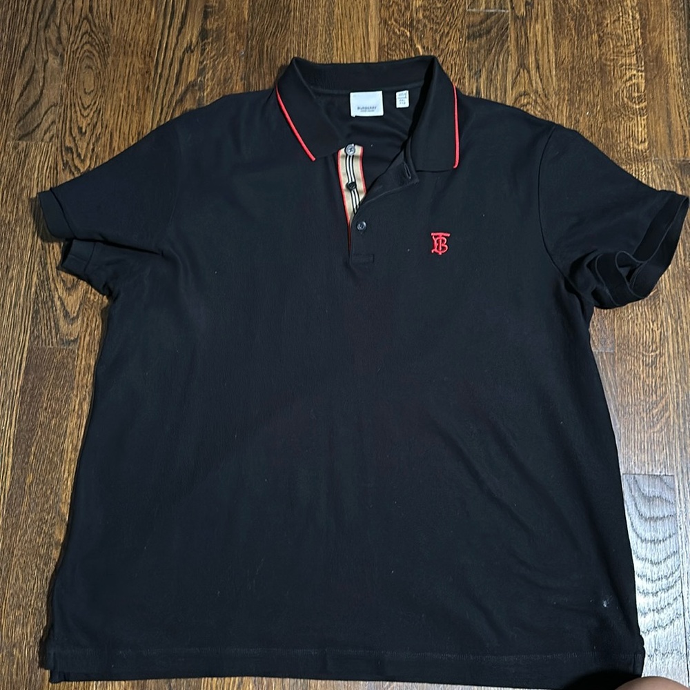 Burberry black 3 button polo